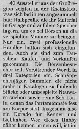 Schlussteil des Zeitungsartikels über Aussteller und Besucher der Modellbaubörse